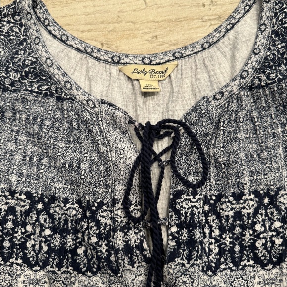 Lucky Brand Navy Blue and White Blouse - Picture 3 of 5